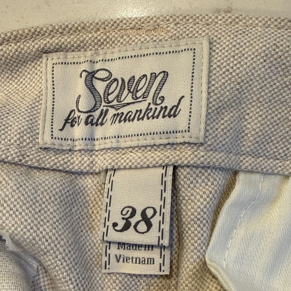 Seven for all mankind Men's Oatmeal cotton linen blend Pants - Picture 2 of 6
